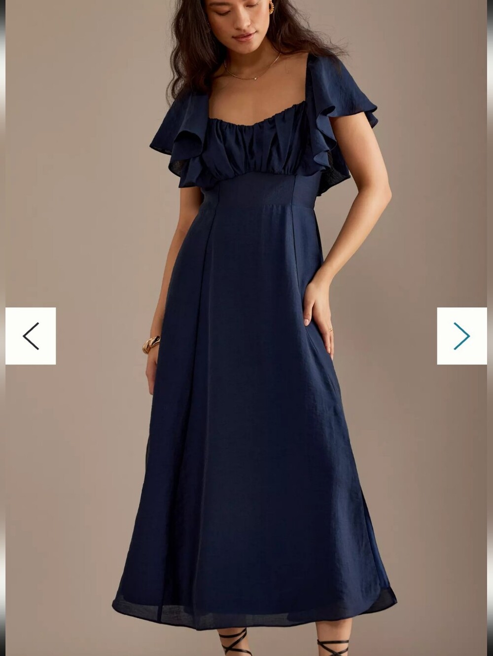 NWT Nobody's Child Dove Flutter-Sleeve Midaxi‎ Dress Navy Size 6